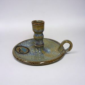 Mexico Pottery Chamber Candle Holder Signed NETZI Hand Crafted Home Decor - Read